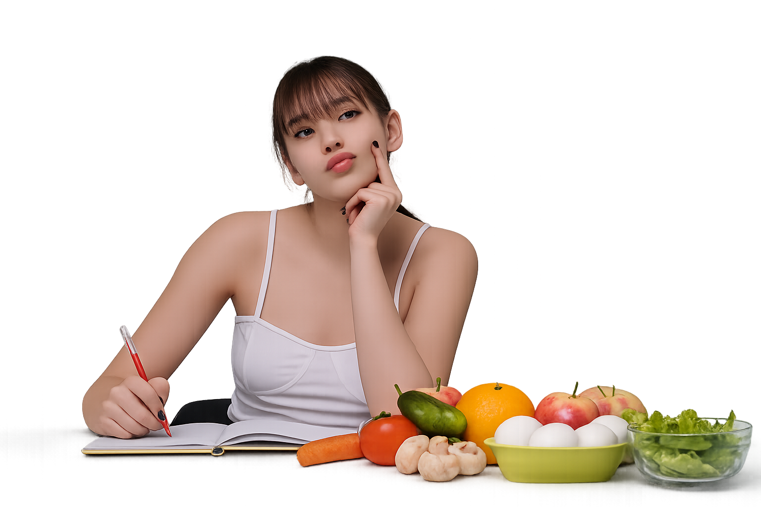 A confused woman unsure which nutrition program is right for her
