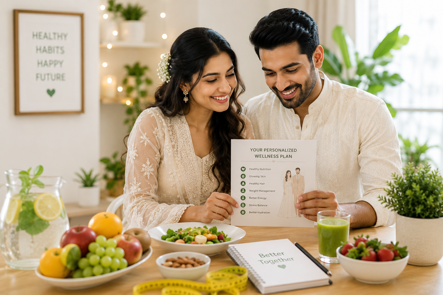 Bride and groom wellness program for a radiant, healthy wedding