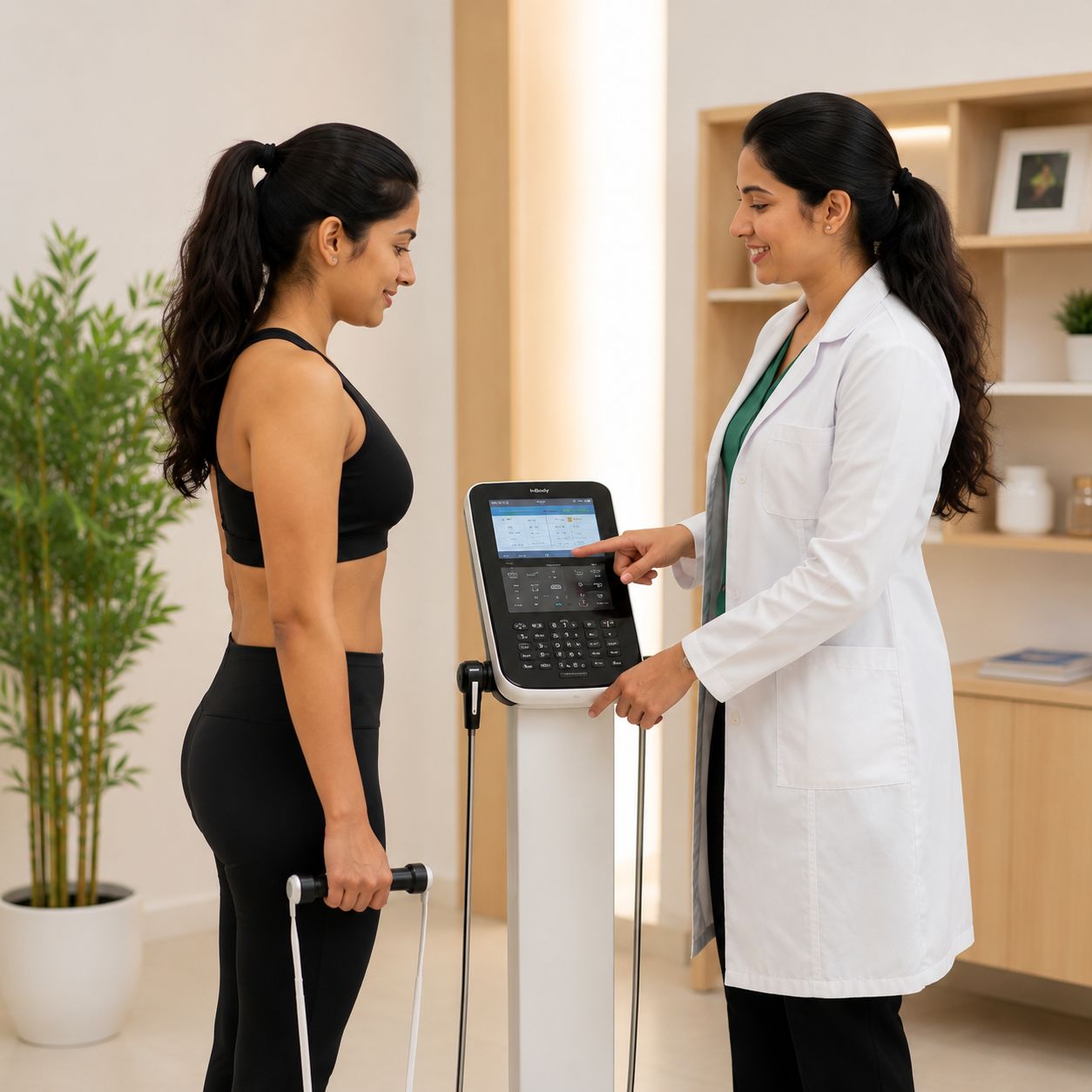 Dietitian conducting a body composition analysis for personalized nutrition planning