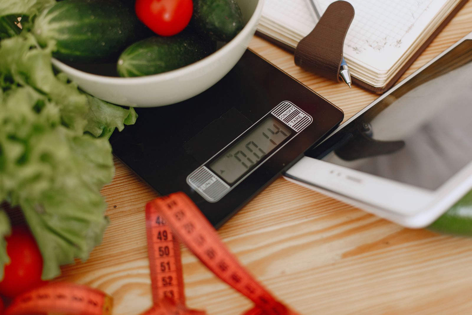 Individual Nutrition diet planning with fresh vegetables