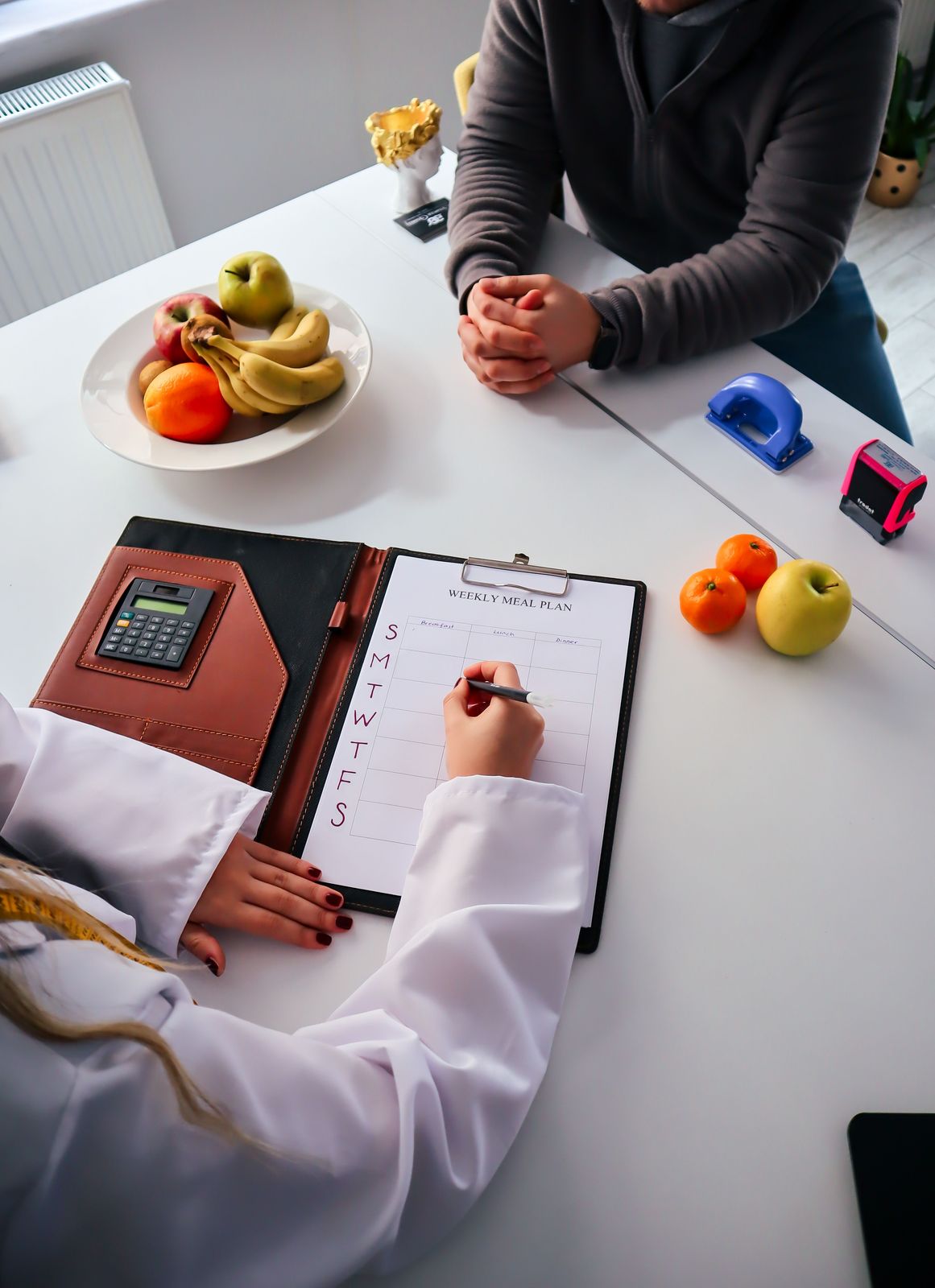 Dietitian reviewing a client's medical history and health profile